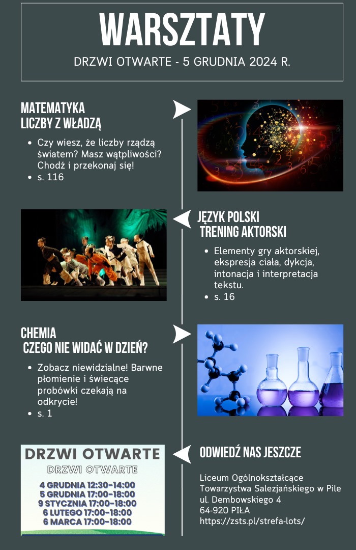 już dzisiaj i w czwartek WARSZTATY w ramach DRZWI OTWARTYCH